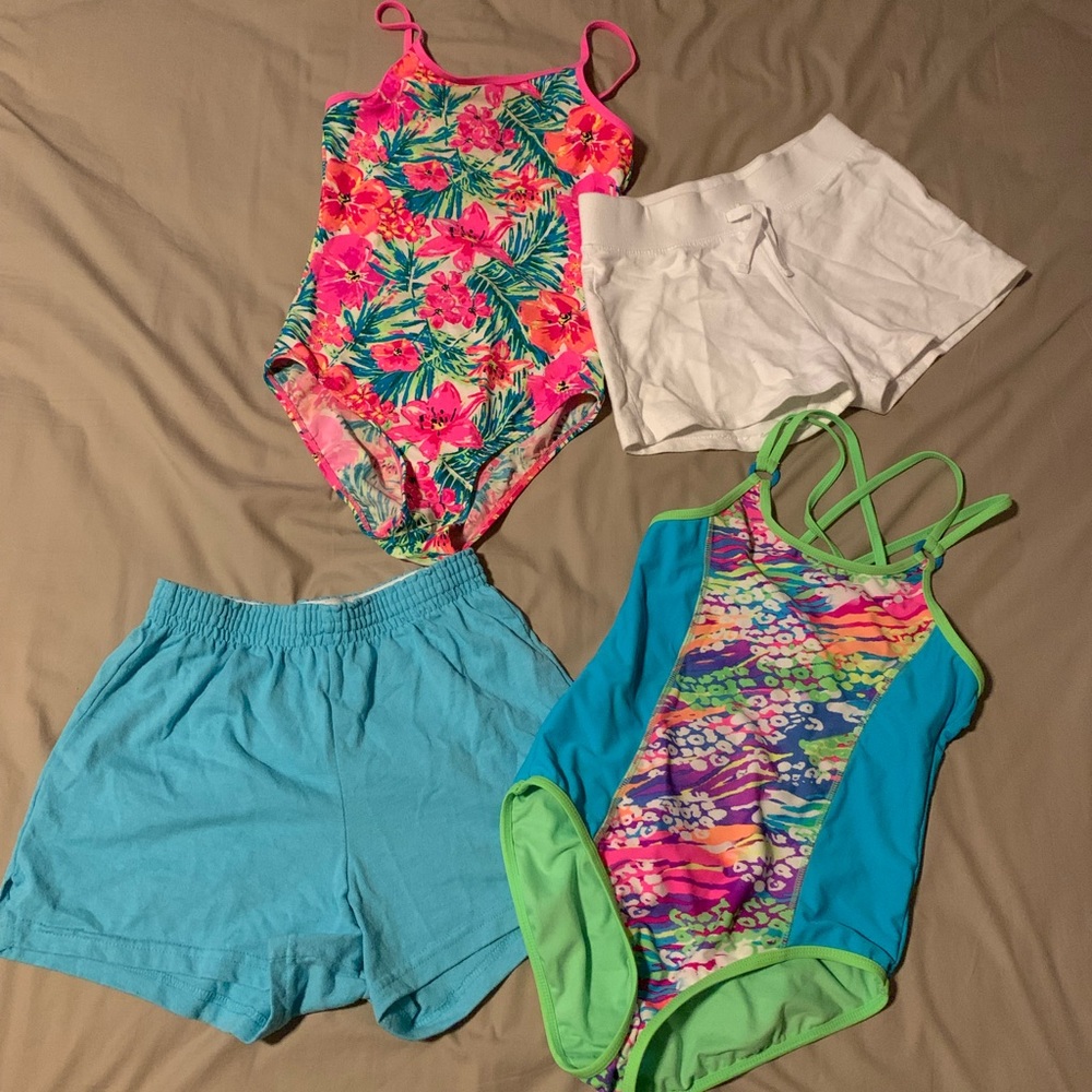 Girls preowned swimsuits and shorts bundle, size 12